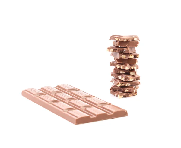 Milk chocolate bar with nuts. — Stock Photo, Image