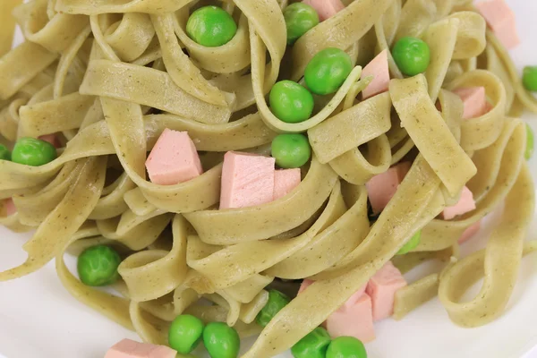 Italian pasta tagliatelle with ham. — Stock Photo, Image