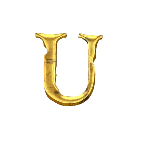 Высококачественная старая сияющая буква U . — стоковое фото
