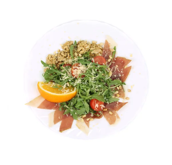 Insalata con rucola e prosciutto . — Foto Stock