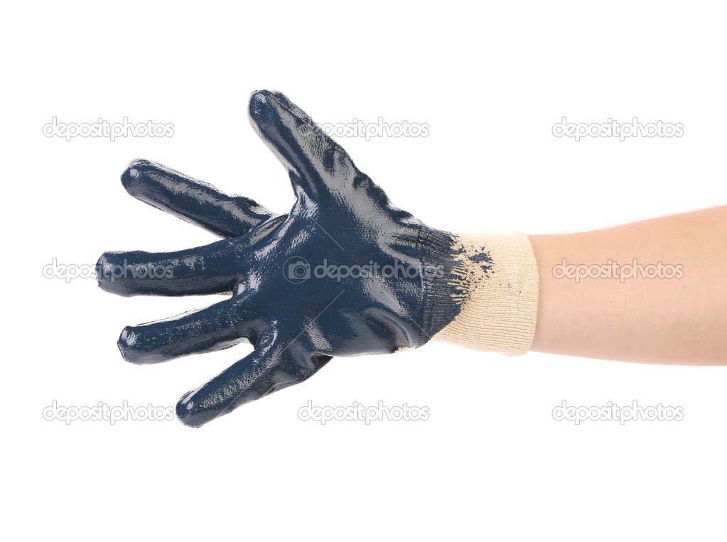Blue protective glove.