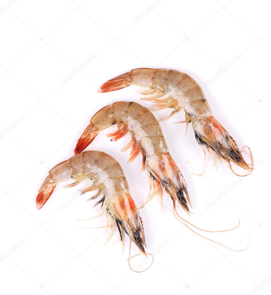 Three raw shrimps.