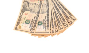 on dolar faturaları yığını.