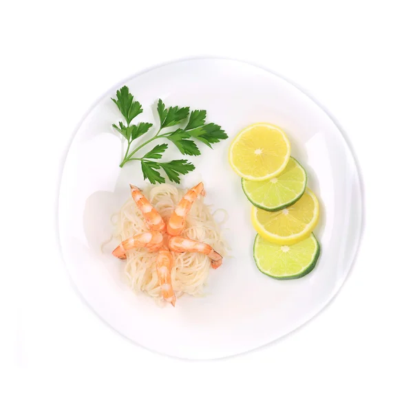 Camarones con fideos de arroz . — Foto de Stock