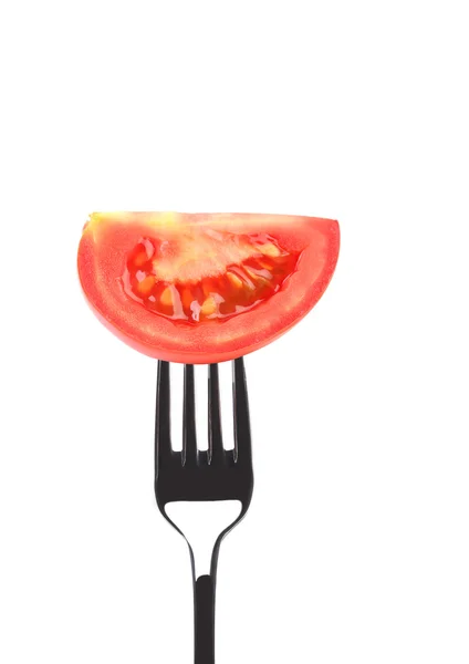 Çatal üzerinde domates. — Stok fotoğraf