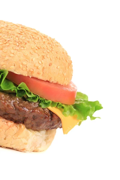 La mitad de la hamburguesa apetitosa con queso . —  Fotos de Stock