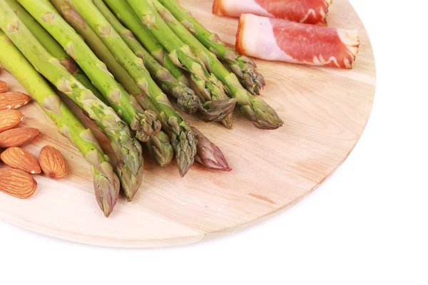 Platter with asparagus and prosciutto. — Stock Photo, Image