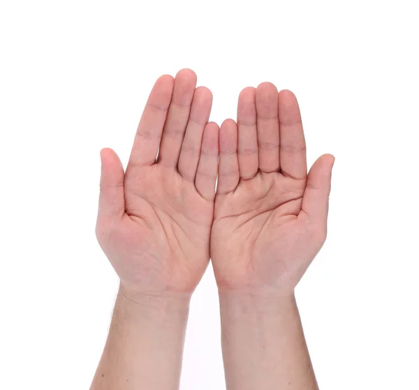 Manos de palma abierta gesto de mano masculina . — Foto de Stock