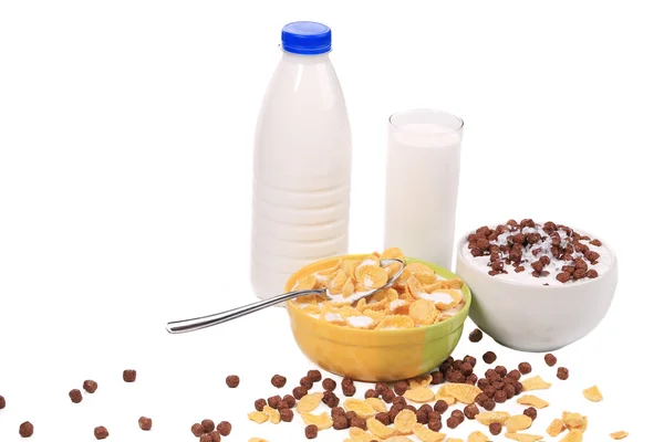 Healthy milk products with cereal. — Stock Photo, Image