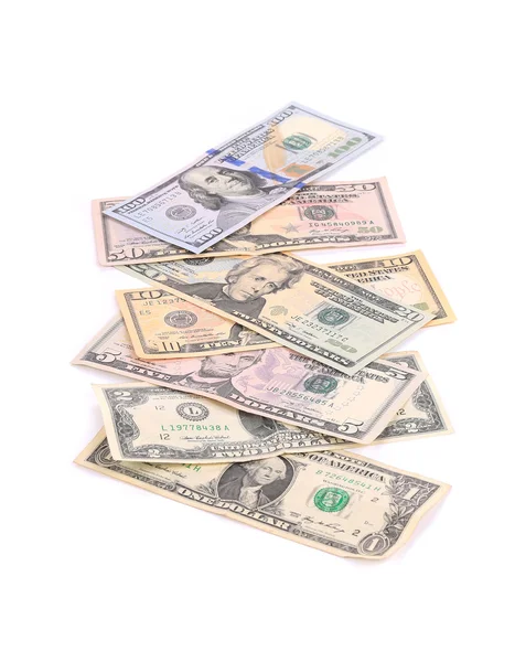 Close up de notas de dólar diferentes . — Fotografia de Stock