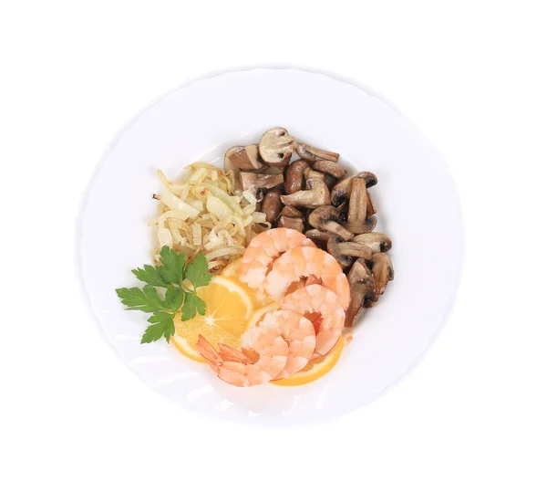 Shrimp salad with mushrooms. — Stock Photo, Image
