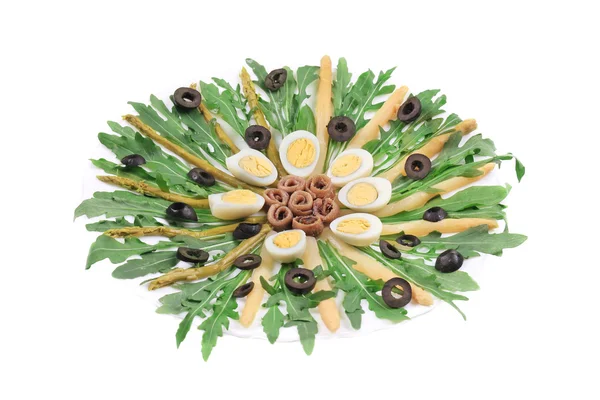 Spargelsalat mit Sardellen. — Stockfoto