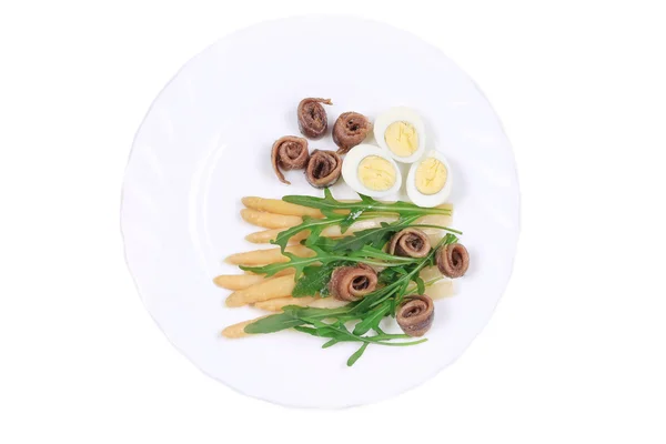 Asparagus salad with anchovies. — Stock Photo, Image