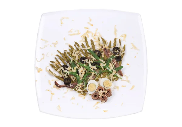 Asparagus salad with anchovies. — Stock Photo, Image