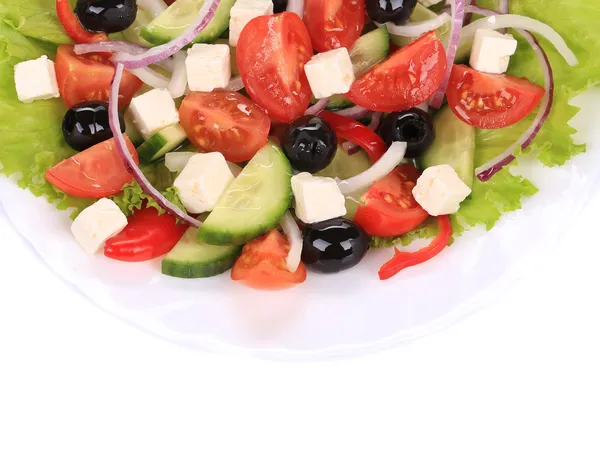 Nahaufnahme von griechischem Salat. Makro. — Stockfoto