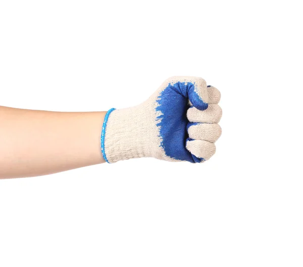 Worker hand glove clenching fist. — Stock Photo, Image