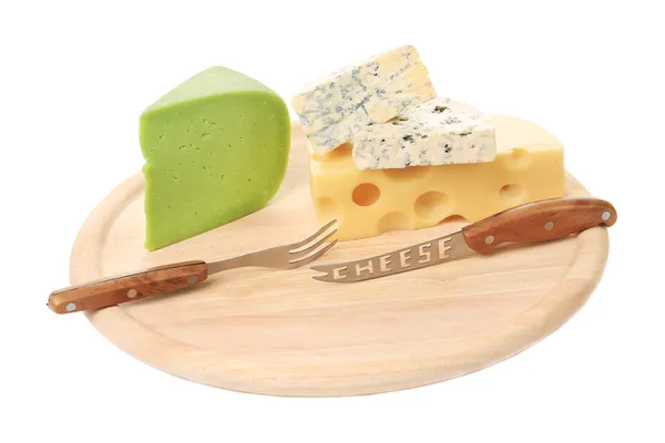 Various types of cheeses on wood. — Stock Photo, Image