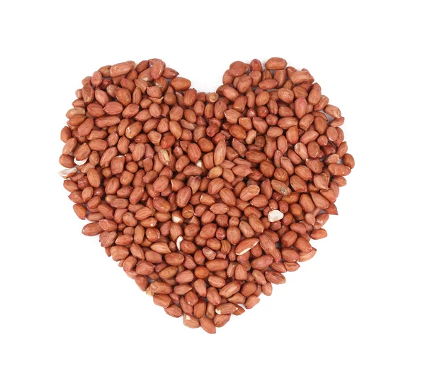 Heart shape of peanuts. — Stock Photo, Image