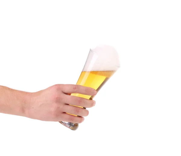 Glass of beer in hand. — Stock Photo, Image