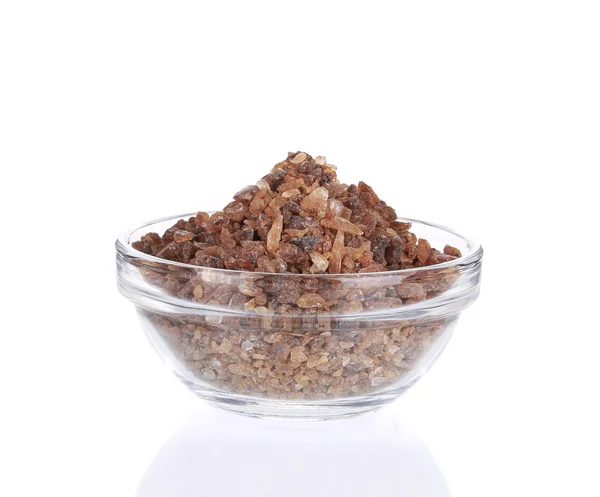 Brown sugar in glass bowl. — Stock Photo, Image
