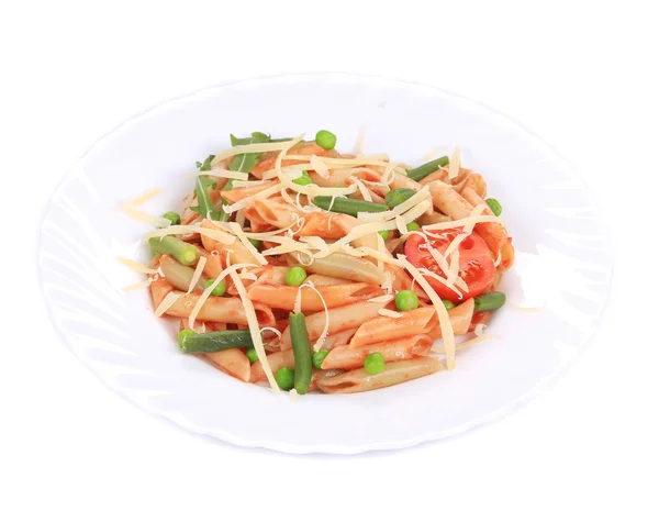 Pasta con frijoles franceses y parmesano . — Foto de Stock