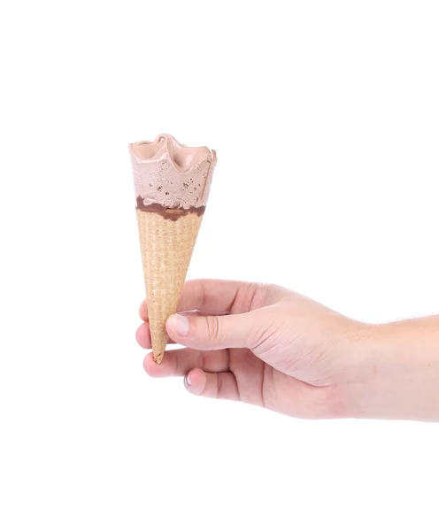 Hand holds ice cream cone. — Stock Photo, Image