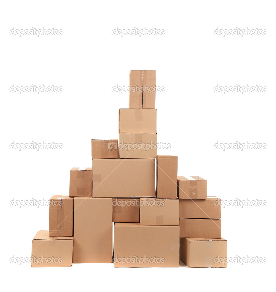 Stack of opened cardboard boxes.