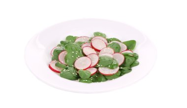 turp salatası, ıspanak ve susam.