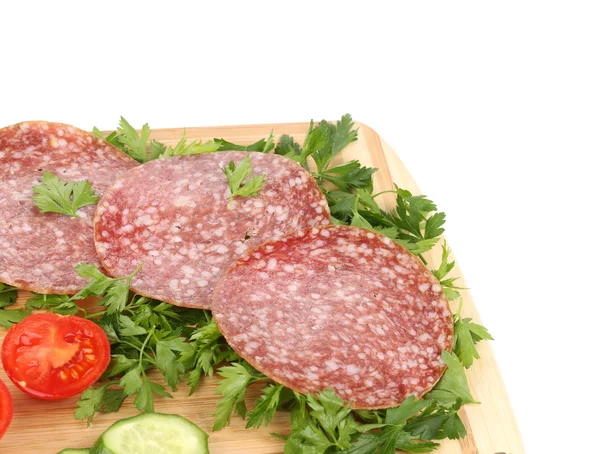 Salami and vegetables. — Stock Photo, Image