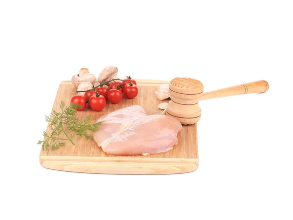 Филе курицы и молоток мяса . — стоковое фото