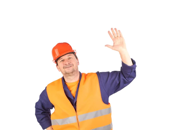 Trabajador en sombrero duro y chaleco . —  Fotos de Stock