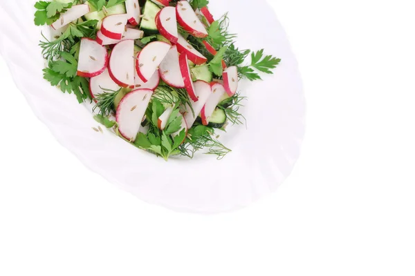 Close up of salad with radish and cumin. — Stock Photo, Image