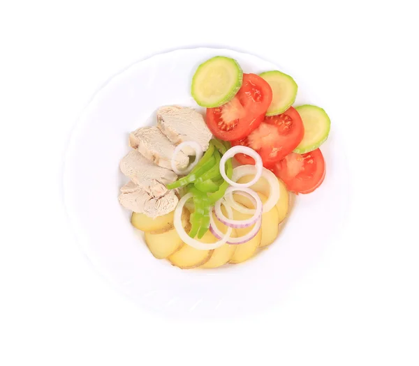 Chicken salad with potatoes and zucchini. — Stock Photo, Image