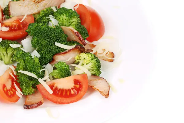 Broccoli salad with smoked ham and parmesan. — Stock Photo, Image