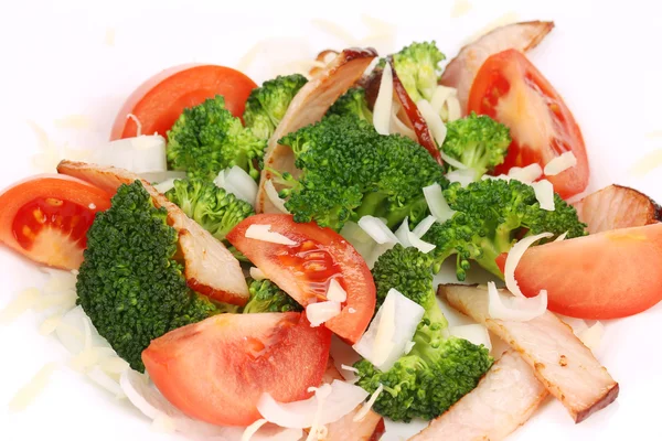 Broccoli salad with smoked ham and parmesan. — Stock Photo, Image