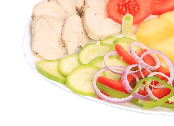 Chicken salad with potatoes and zucchini. — Stock Photo, Image