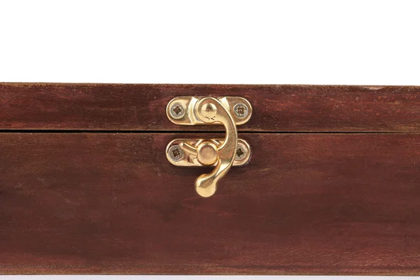 Het slot van een houten kist. — Stockfoto