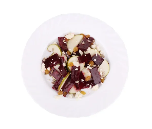 Beet salad with feta cheese and raisins. — Stock Photo, Image