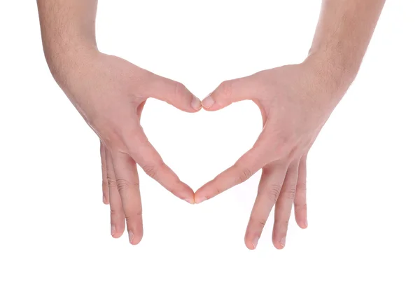 Mužské ruce v podobě srdce. — Stock fotografie