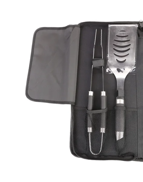 Ensemble d'outils pour barbecue en sac noir . — Photo