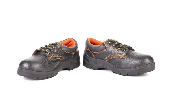 Černé kožené pracovní boty. — Stock fotografie