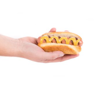 el tutma lezzetli sosisli sandviç.