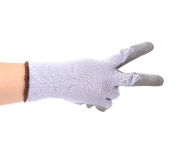 iki lastik eldiven el gösterir.