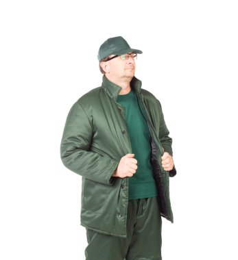 Kış yelek holding işçi.