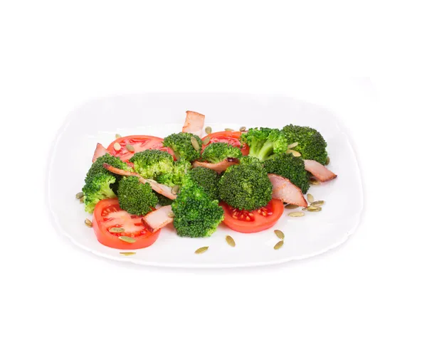 Broccoli salad with smoked ham. — Stock Photo, Image