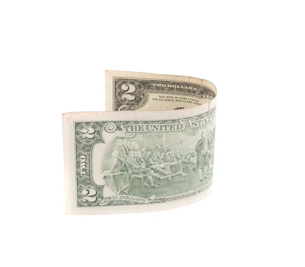 दो डॉलर बिल . — स्टॉक फ़ोटो, इमेज