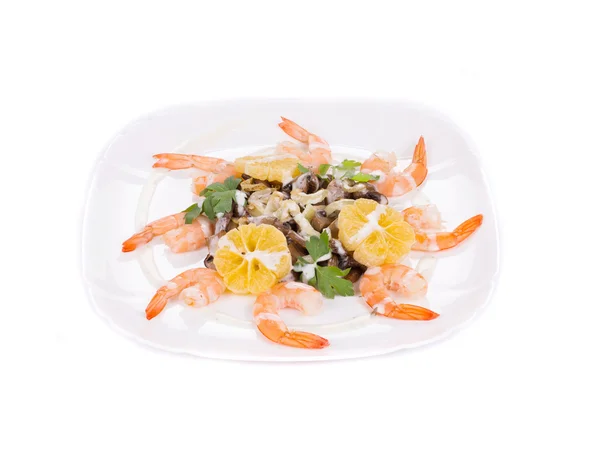 Shrimp salad with mushrooms. — Stock Photo, Image