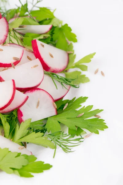 Radish salad with cucumber. — Stock Photo, Image