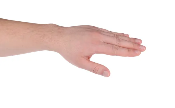 Open palm hand gesture of male hand. — Stock Photo, Image
