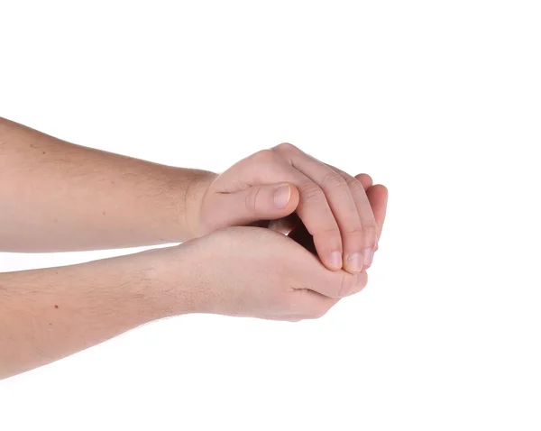 Open palm hand gesture of male hand. — Stock Photo, Image